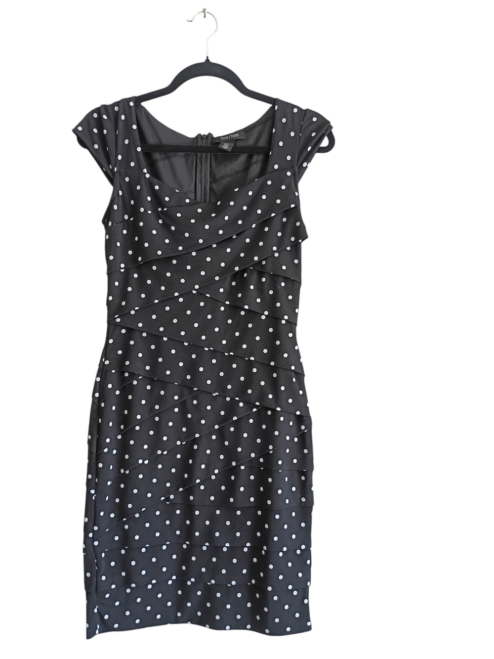 White House Black Market Black & White Polka Dot Midi Dress SZ 4
